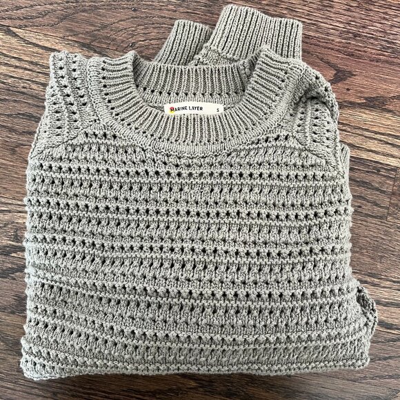 Marine Layer Montecito Crewneck Sweater, Small, Moss Green - Picture 5 of 6